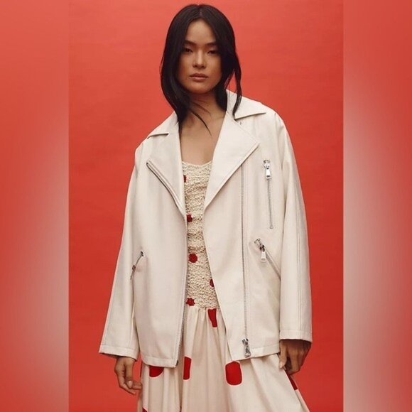 NWT Size 2X - Anthropologie Oversized Faux-Leather Moto Jacket (NWT US$ 168) - Picture 1 of 16